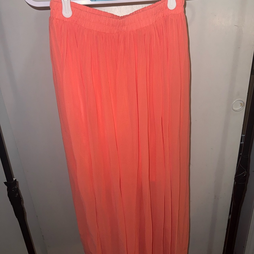 Vibrant Coral Maxi Skirt
